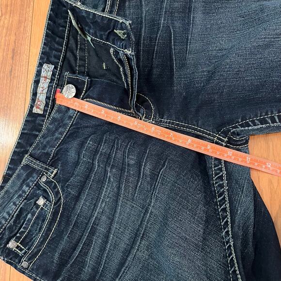 BKE Culture Jeans Size 36 x 33.5 Dark Wash Bootcut Stretch Rhinestone Embroider - Picture 10 of 13